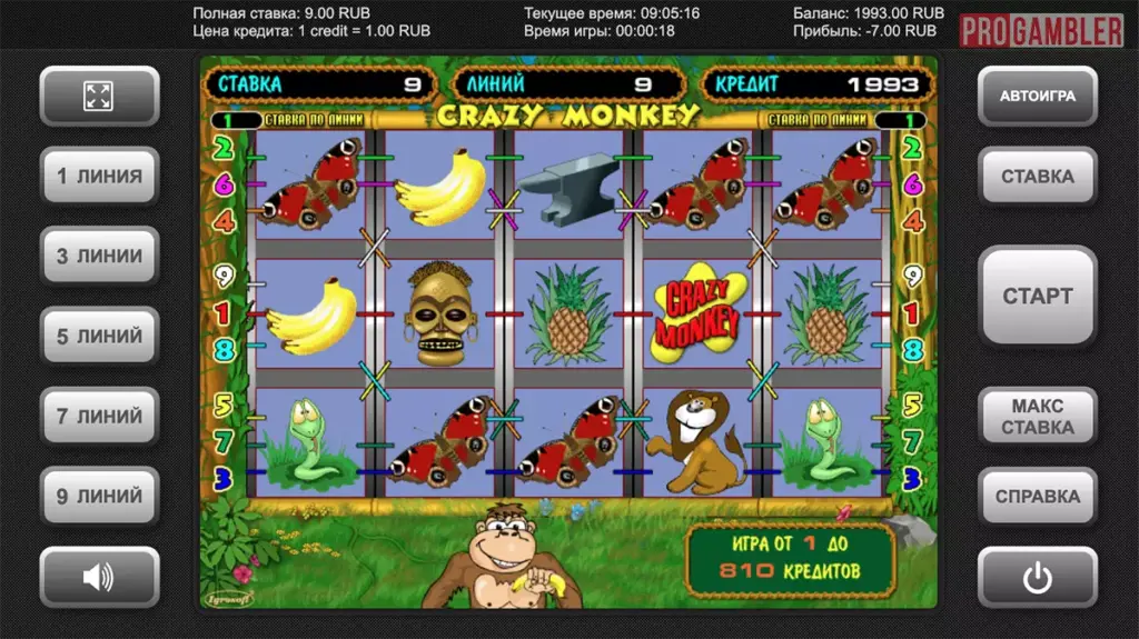 Игра в Crazy Monkey на демо